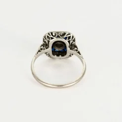 Bague Art Déco octogonale saphirs et diamants
