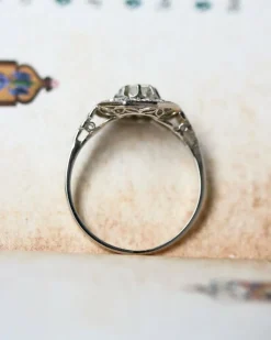 Bague Art Déco Octogonale Platine et Diamants