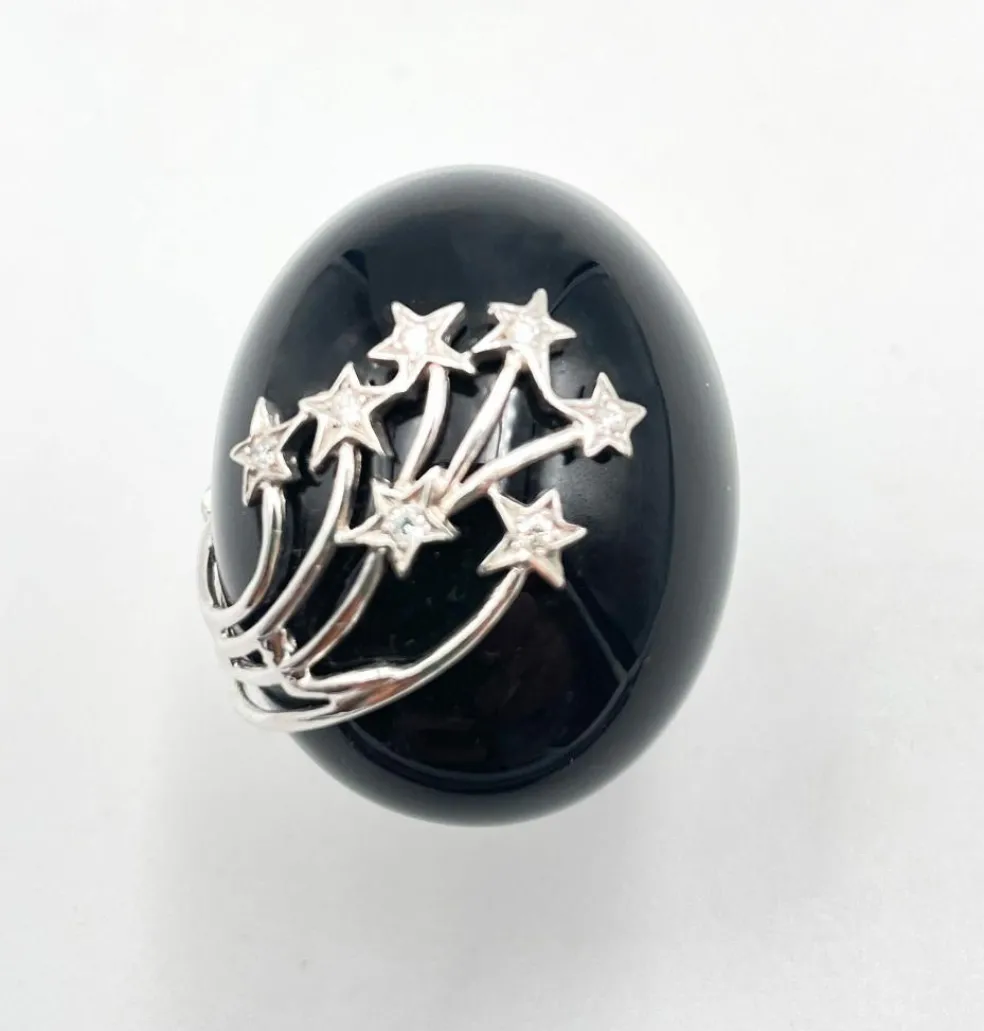 Bague Art Déco onyx et diamants