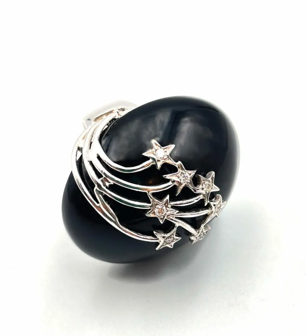 Bague Art Déco onyx et diamants
