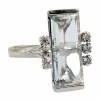 Bague Art Déco or blanc, aigue marine et diamants (circa 1960)