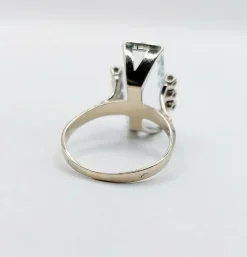 Bague Art Déco or blanc, aigue marine et diamants (circa 1960)