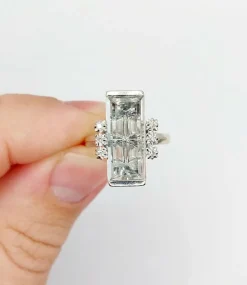 Bague Art Déco or blanc, aigue marine et diamants (circa 1960)