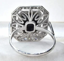 Bague Art Déco Or Blanc Onyx