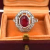 Bague Art Déco or blanc rubis diamants