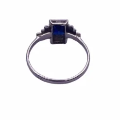 Bague Art Déco Or Blanc Saphir
