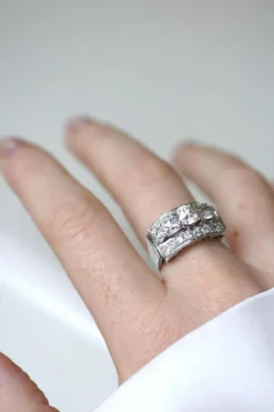 Bague Art Déco Or et Platine, Diamants 3.65 Cts