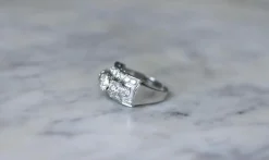 Bague Art Déco Or et Platine, Diamants 3.65 Cts