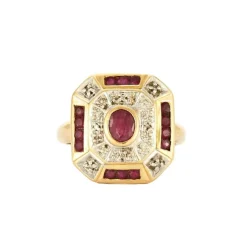 Bague art déco or et rubis