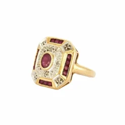 Bague art déco or et rubis