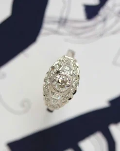 Bague Art Déco Or Gris et Diamants