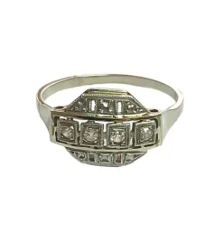 Bague Art Déco or gris, platine, et diamants, vers 1930
