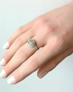 Bague Art Déco or gris, platine, et diamants, vers 1930
