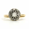 Bague Art Déco or jaune, diamants taille rose
