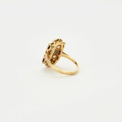 Bague Art Déco or jaune et or gris, diamants et saphirs