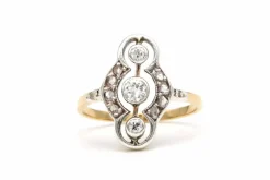 Bague Art Déco or jaune, or blanc, diamants