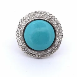 Bague Art Déco or jaune turquoise diamants