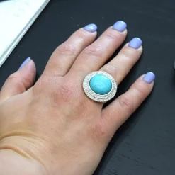 Bague Art Déco or jaune turquoise diamants