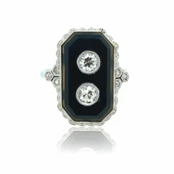Bague Art Déco Or Onyx et Diamants