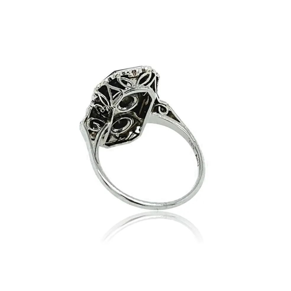 Bague Art Déco Or Onyx et Diamants