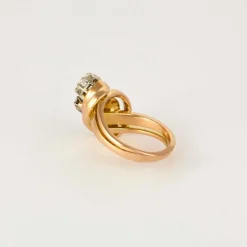 Bague Art Déco or rose 2 diamants