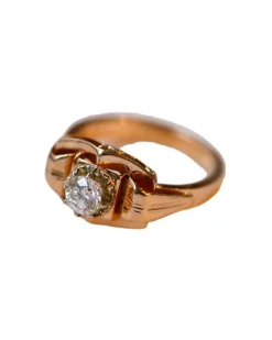 Bague Art Déco Or Rose Diamant