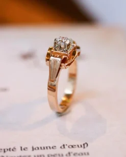 Bague Art Déco Or Rose Diamant