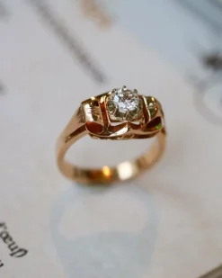 Bague Art Déco Or Rose Diamant