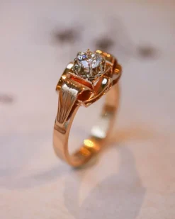 Bague Art Déco Or Rose Diamant