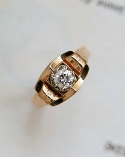 Bague Art Déco Or Rose Diamant