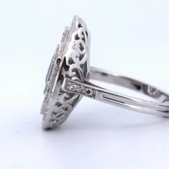 Bague Art Déco or saphir diamants