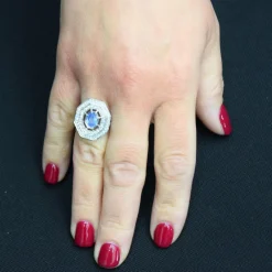 Bague Art Déco or saphir diamants