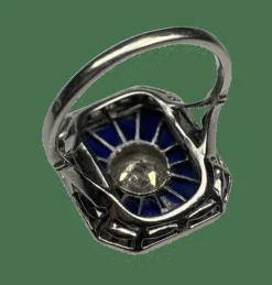 Bague art déco or, saphirs et diamants
