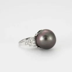 BAGUE ART DÉCO PERLE DIAMANTS