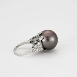 BAGUE ART DÉCO PERLE DIAMANTS