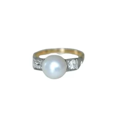 Bague Art Déco Perle et Diamants