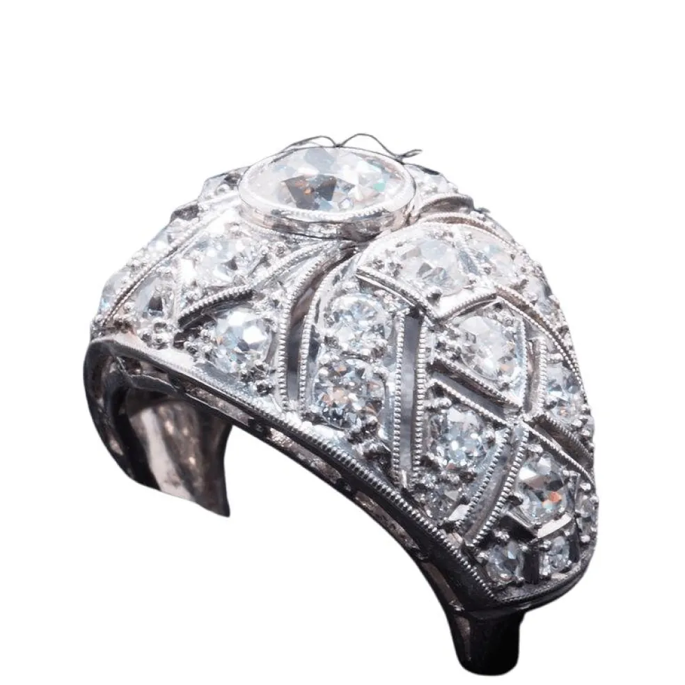 bague art déco platine diamants