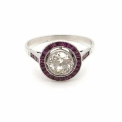 Bague Art Déco Platine Diamant Rubis