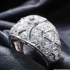 bague art déco platine diamants