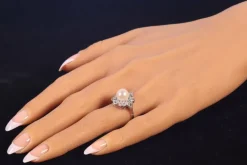 Bague Art Déco platine diamant perle