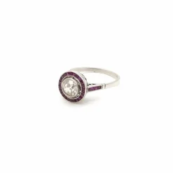 Bague Art Déco Platine Diamant Rubis