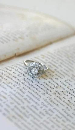 Bague Art Déco platine diamants