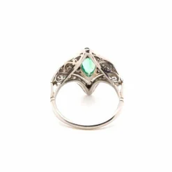 Bague Art Déco Platine Emeraude Saphirs Diamants