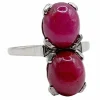 Bague Art Déco Platine et 6,70 carats cabochon rubis et diamant triangle (1950)