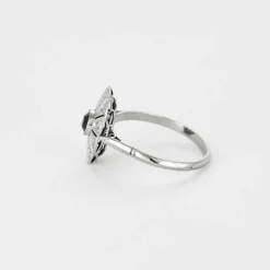 Bague art déco platine et or blanc, saphir et diamants