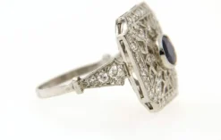 Bague Art Déco, Platine, saphir et diamants