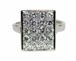 Bague Art Déco Rectangle Or Blanc et Diamants
