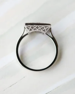 Bague Art Déco Rectangle Or Blanc et Diamants
