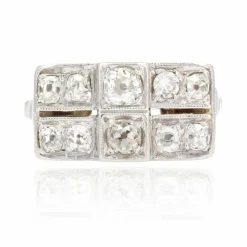 Bague art déco rectangulaire diamants