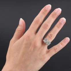 Bague art déco rectangulaire diamants